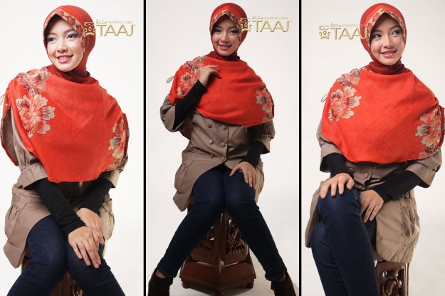 Hijab Taaj Pashmina Instan warna Orange
