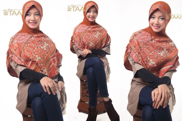 Hijab Taaj Pashmina Instan warna coklat bata