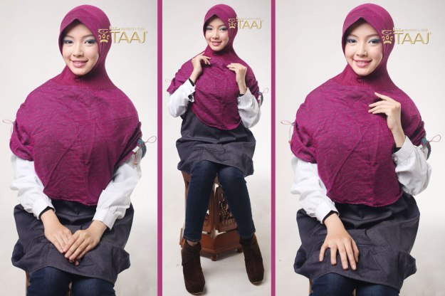 Hijab Taaj Pashmina Instan warna ungu